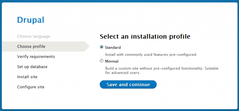Select an installation profile
