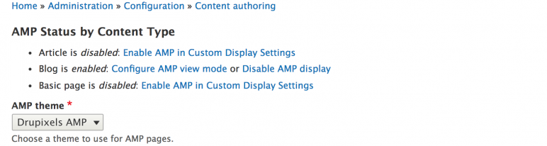 Configure AMP theme Configure AMP theme