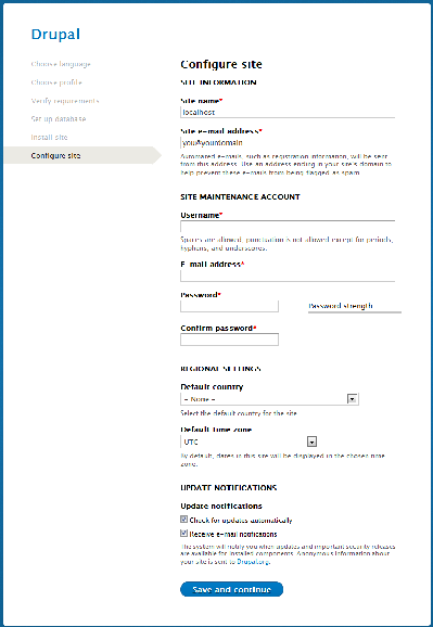 Configure site Configure site