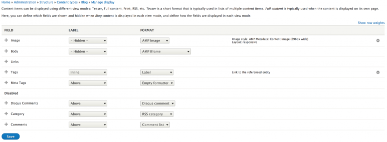 Fileds configured for AMP Fileds configured for AMP