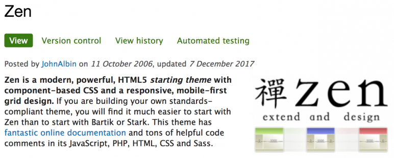 Drupal zen theme project page