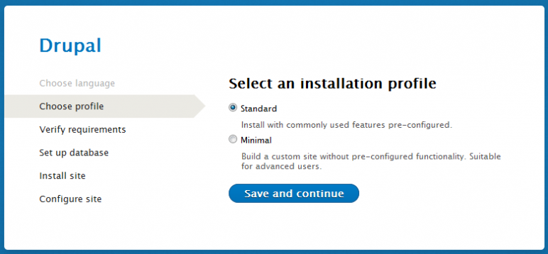Select an installation profile Select an installation profile