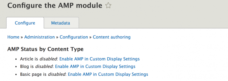 configure content type for amp