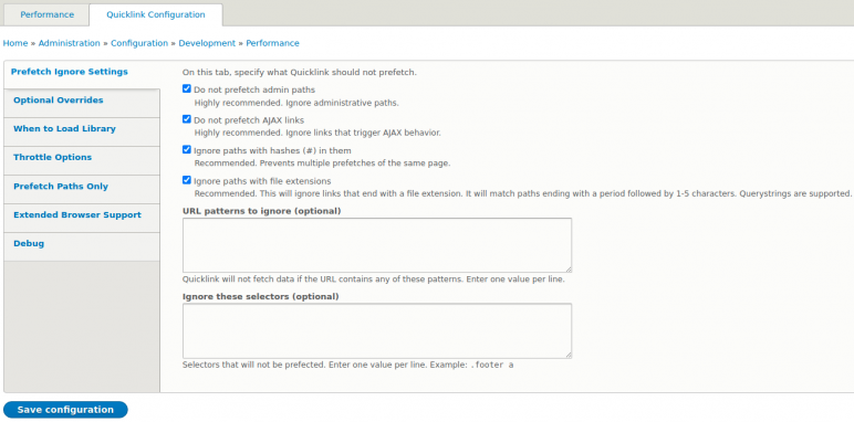 Quicklinks - Prefetch Ignore Settings Quicklinks - Prefetch Ignore Settings