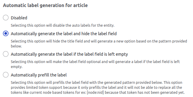 Automatic Entity Label - Title configuration