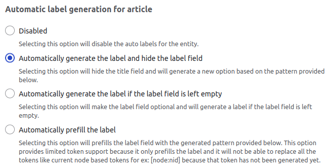 Automatic Entity Label - Title configuration Automatic Entity Label - Title configuration